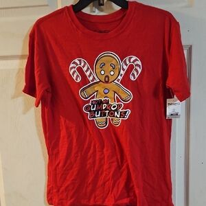 DREAMWORKS SHREK GINGERBREAD CHRISTMAS TEE: RED: NEW WITH TAGS: SIZE SMALL